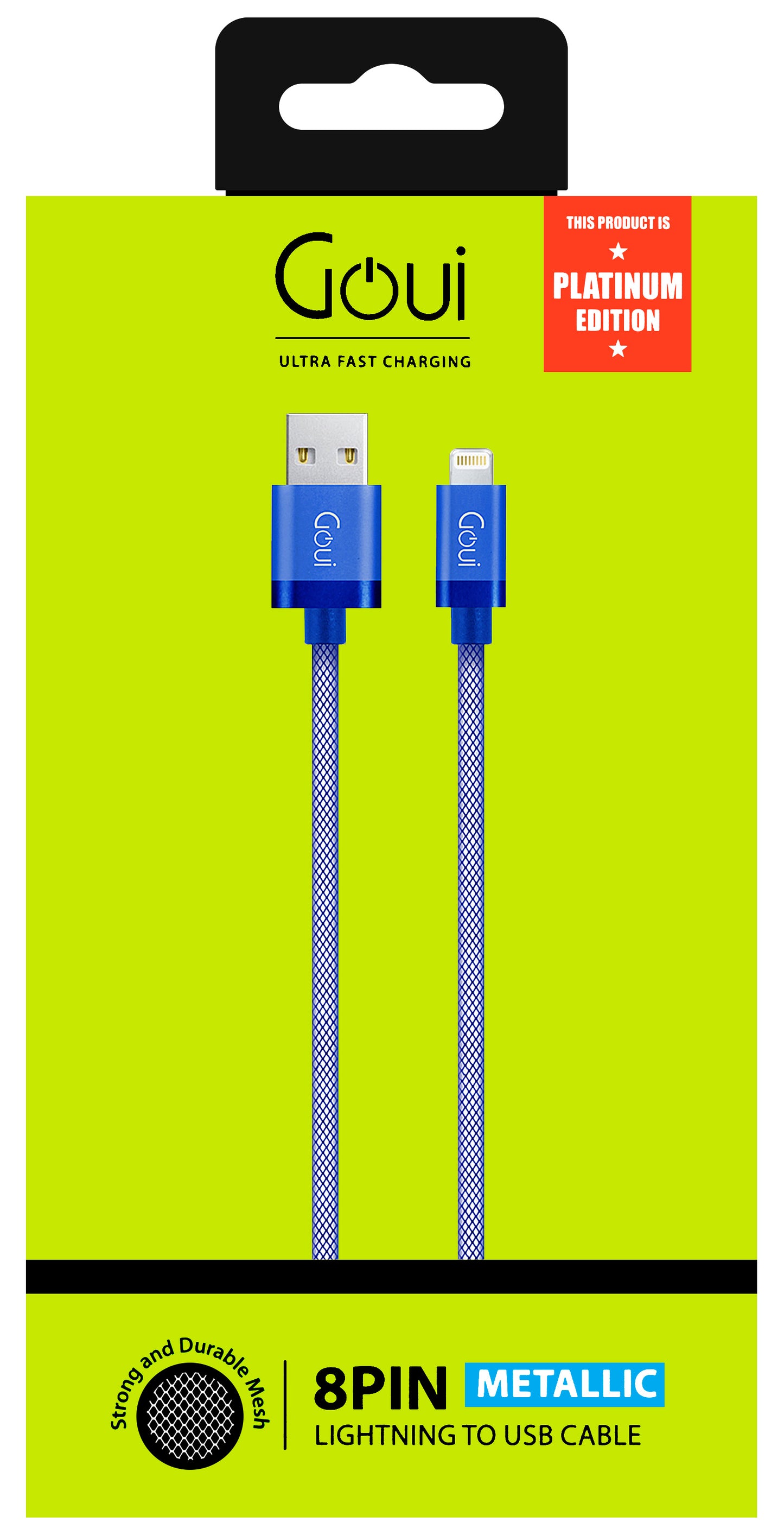 Cablu Date si Incarcare USB-A - Lightning Goui Metallic, 18W, 1m, Albastru G-LC8PIN-02B