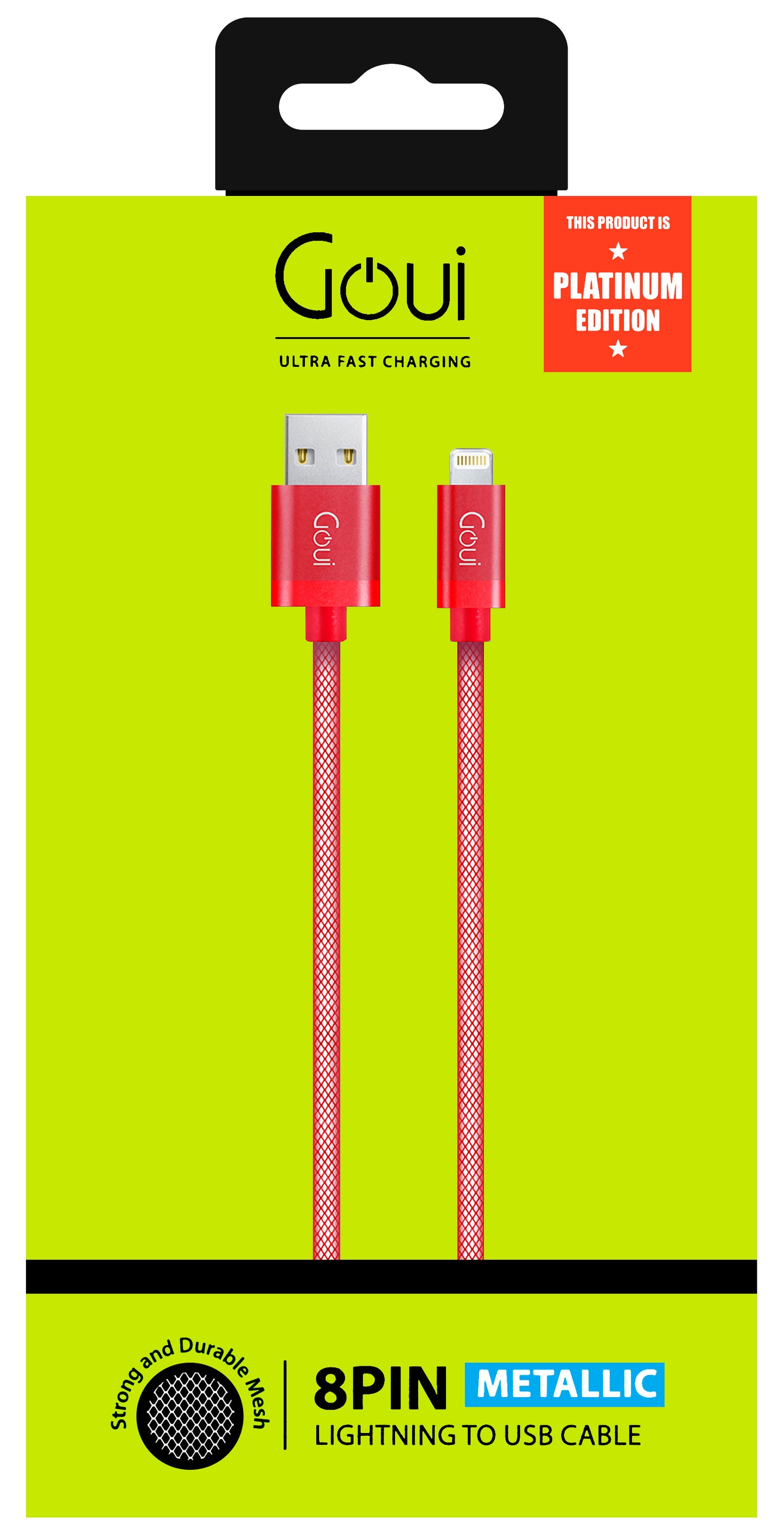 Cablu Date si Incarcare USB-A - Lightning Goui Metallic, 18W, 1m, Rosu G-LC8PIN-02R