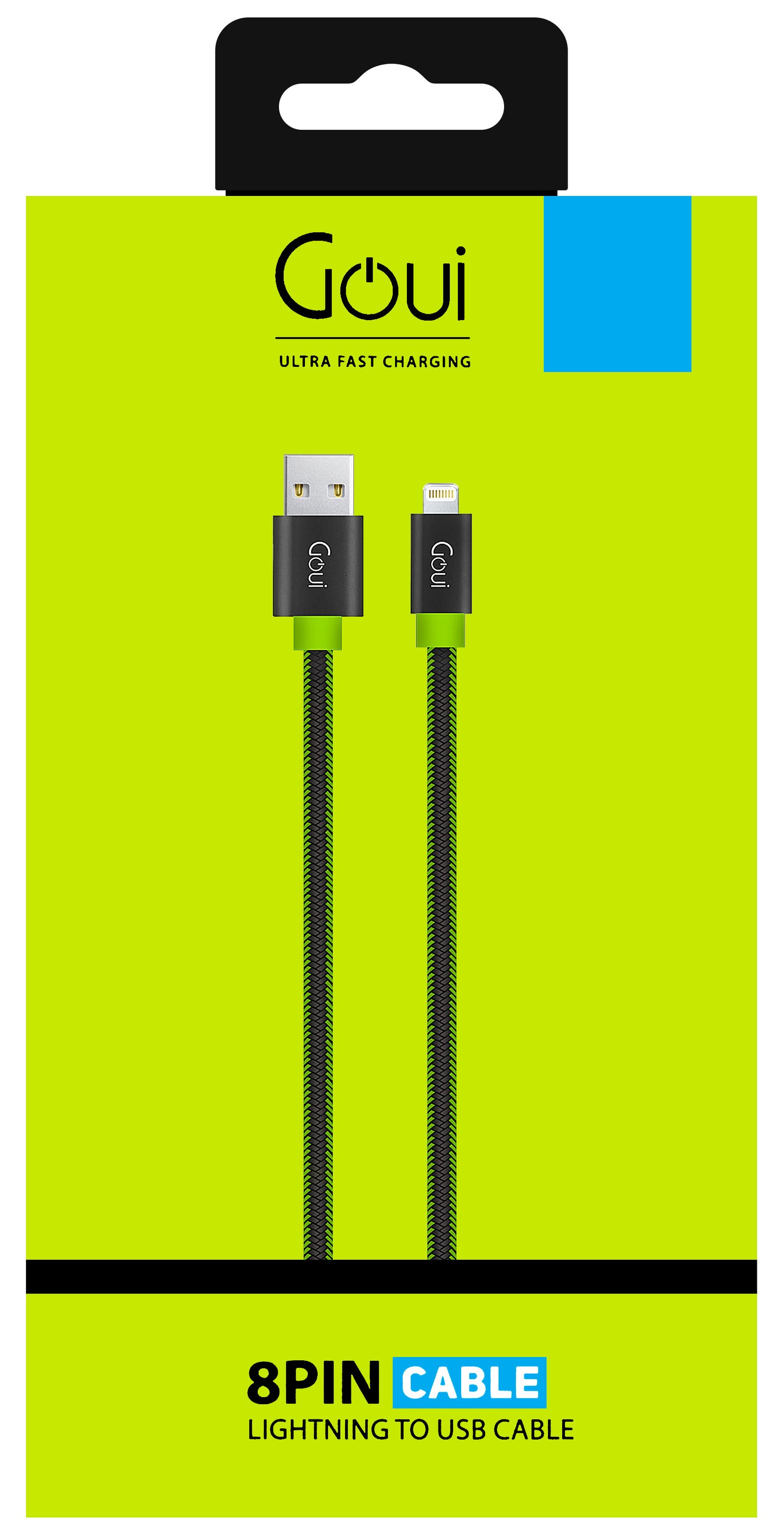 Cablu Date si Incarcare USB-A - Lightning Goui Fashion Flat, 18W, 1m, Verde G-LC8PINFBF-GK