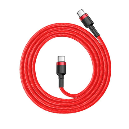 Kabel USB-C do ładowania i transmisji danych - USB-C Baseus Cafule, 60W, 1m, czerwony CATKLF-G09