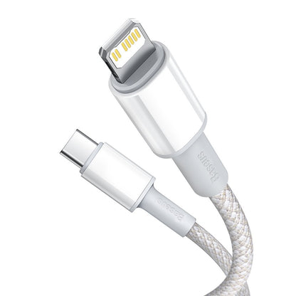 Cablu Date si Incarcare USB-C - Lightning Baseus High Density Braided, 20W, 1m, Alb CATLGD-02