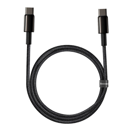 Cablu Date si Incarcare USB-C - USB-C Baseus Tungsten Gold, 100W, 1m, Negru CATWJ-01