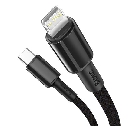 Cablu Date si Incarcare USB-C - Lightning Baseus High Density Braided, 20W, 2m, Negru CATLGD-A01