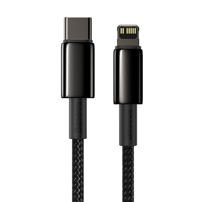 Cablu Date si Incarcare USB-C - Lightning Baseus Tungsten Gold, 20W, 2m, Negru CATLWJ-A01