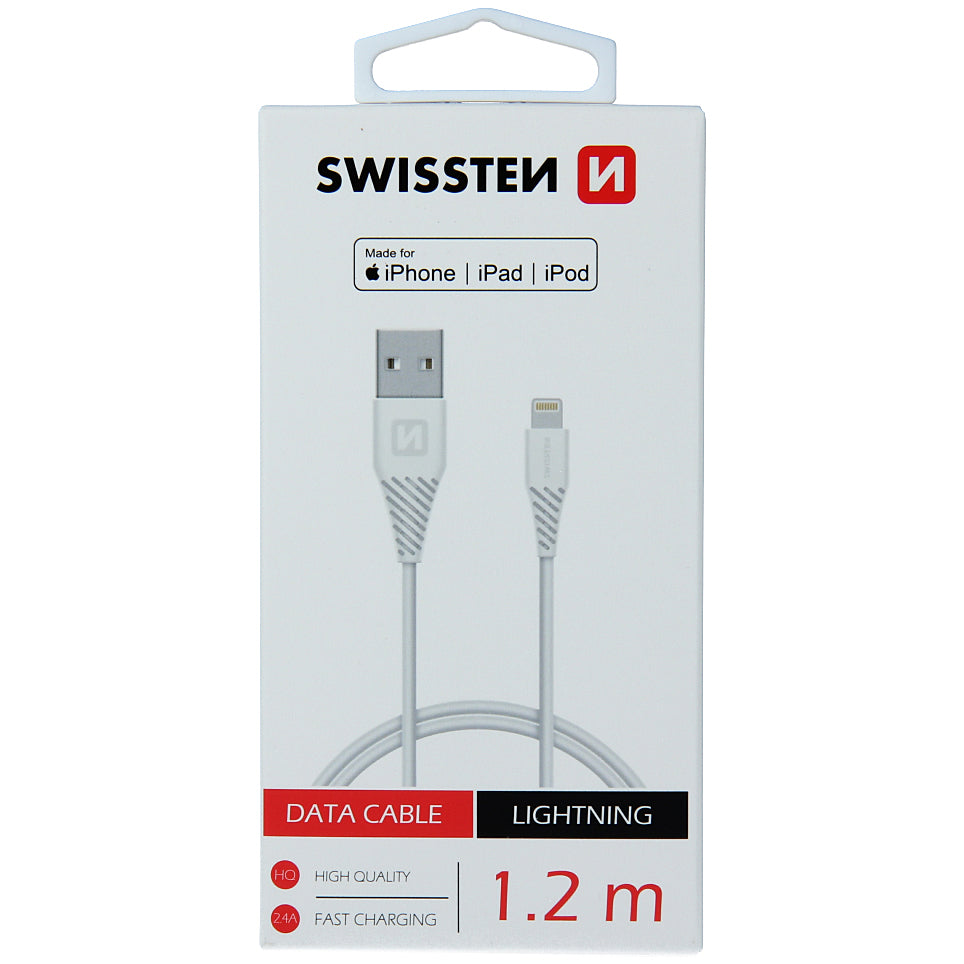 Kabel do transmisji danych i ładowania USB-A - Lightning Swissten, 18 W, 1,2 m, biały 71526501