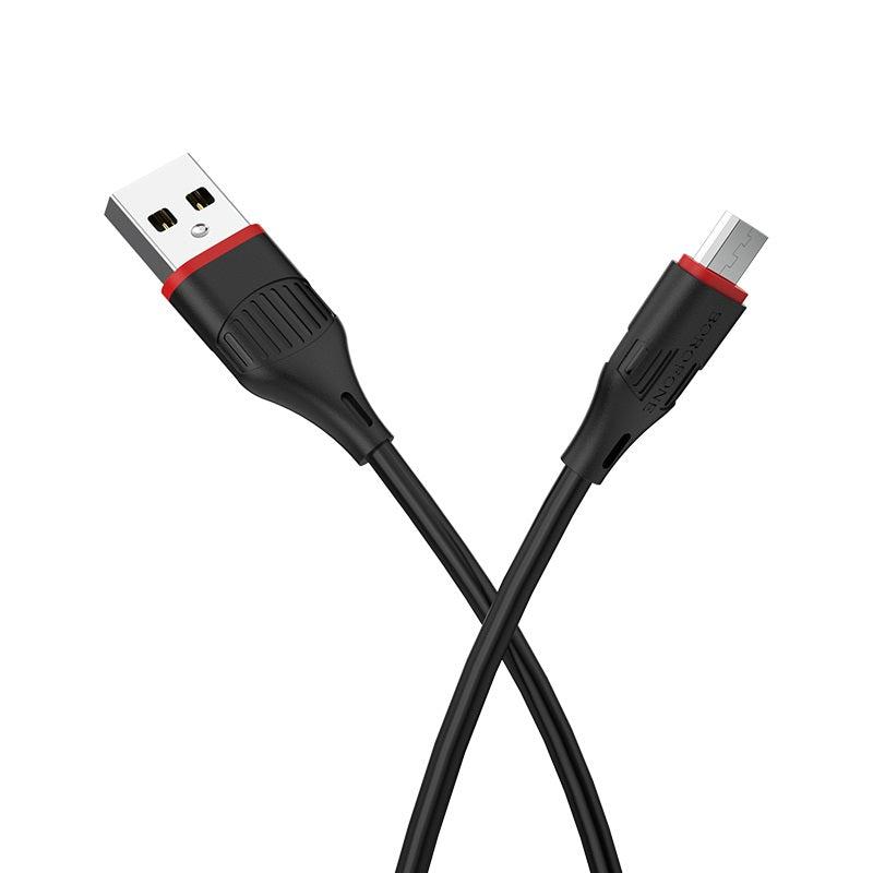 Kabel do ładowania i transmisji danych USB-A - microUSB Borofone Enjoy BX17, 18W, 1m, czarny