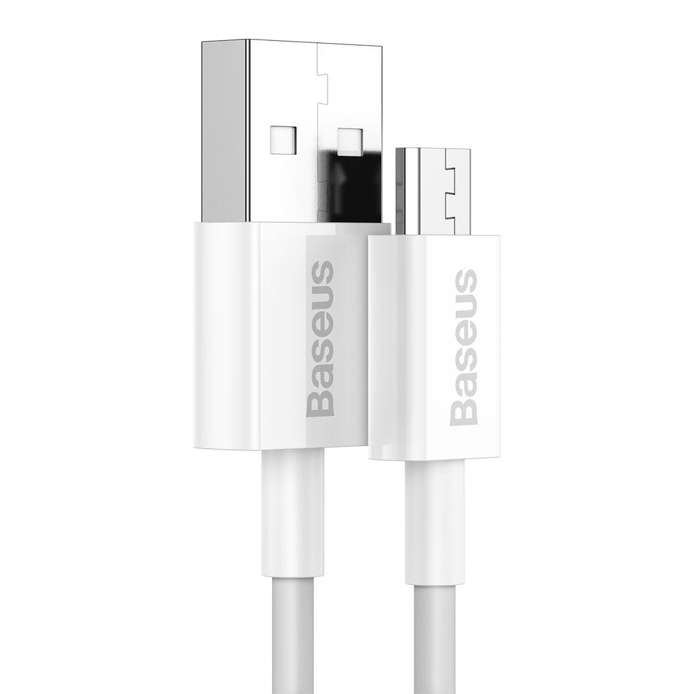 Cablu Date si Incarcare USB-A - microUSB Baseus Superior Series, 18W, 2m, Alb CAMYS-A02