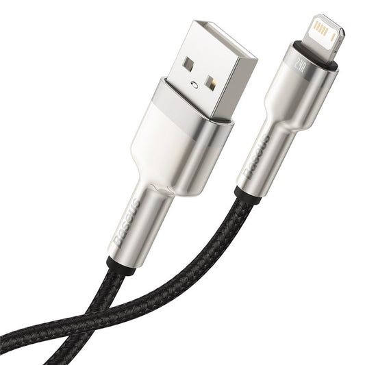 Cablu Date si Incarcare USB-A - Lightning Baseus Cafule Metal Series, 18W, 2m, Negru CALJK-B01
