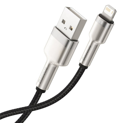 Cablu Date si Incarcare USB-A - Lightning Baseus Cafule Metal Series, 18W, 0.25m, Negru CALJK-01