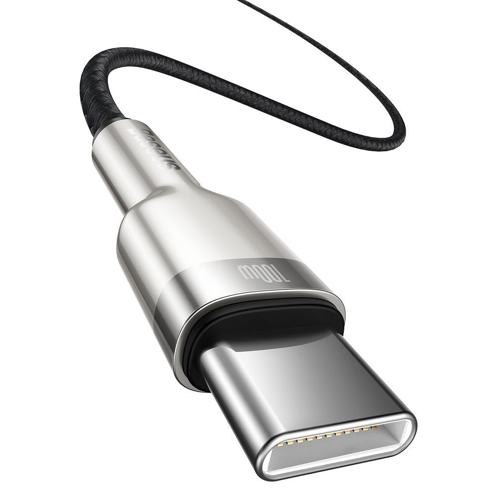 Cablu Date si Incarcare USB-C - USB-C Baseus Cafule Metal Series, 100W, 1m, Negru CATJK-C01