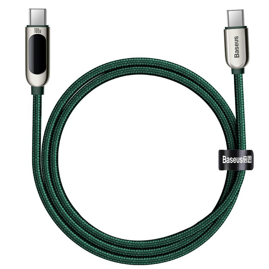 Cablu Date si Incarcare USB-C - USB-C Baseus Display Fast Charging, 100W, 1m, Verde CATSK-B06