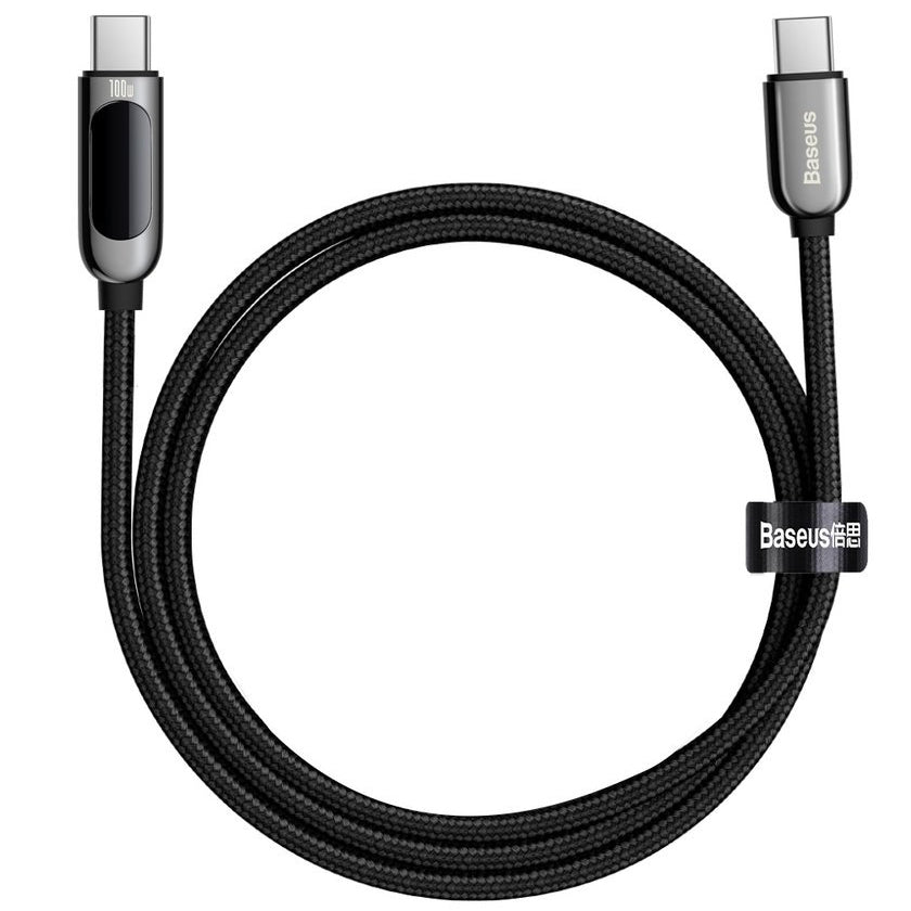 Cablu Date si Incarcare USB-C - USB-C Baseus Display, 100W, 1m, Negru CATSK-B01