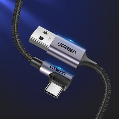 Cablu Date si Incarcare USB-A - USB-C UGREEN US284 Angled, 60W, 1m, Gri