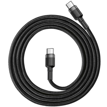 Cablu Date si Incarcare USB-C - USB-C Baseus Cafule, 60W, 1m, Negru CATKLF-GG1