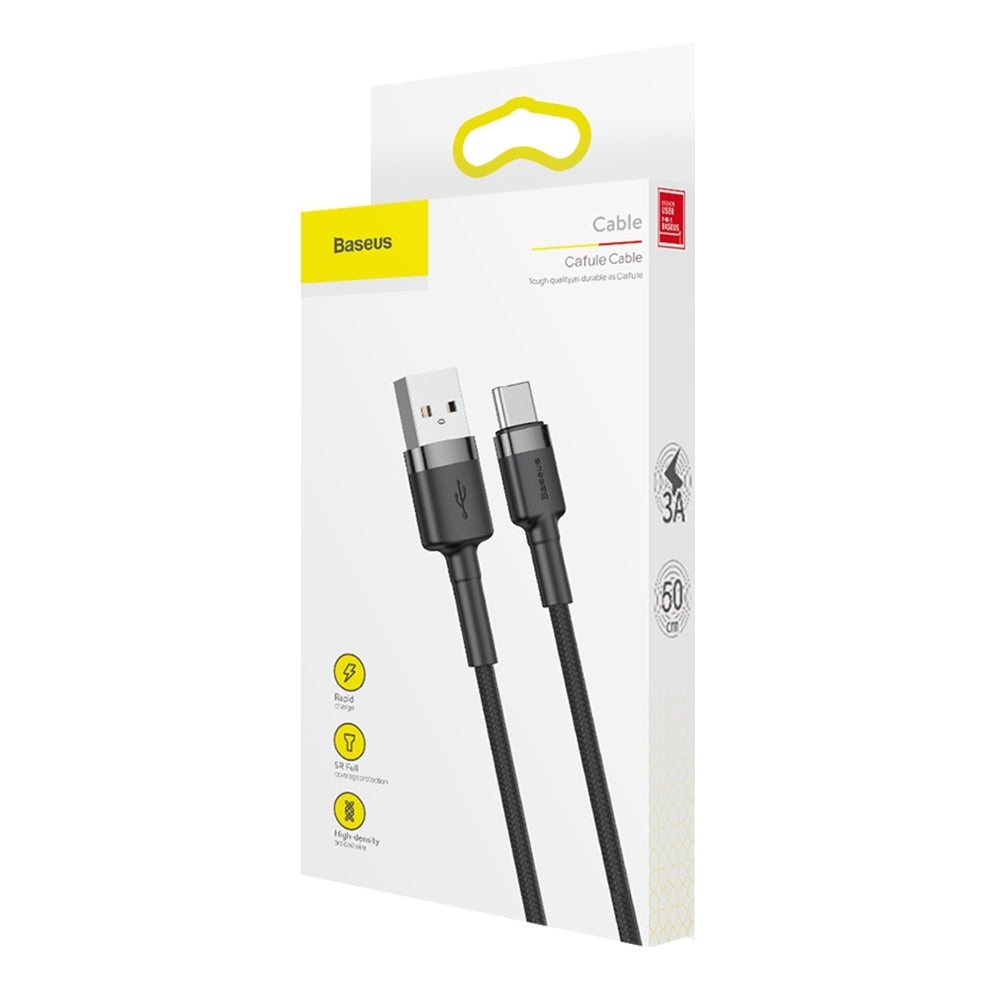 Cablu Date si Incarcare USB-A - USB-C Baseus Cafule, 18W, 0.5m, Negru CATKLF-AG1