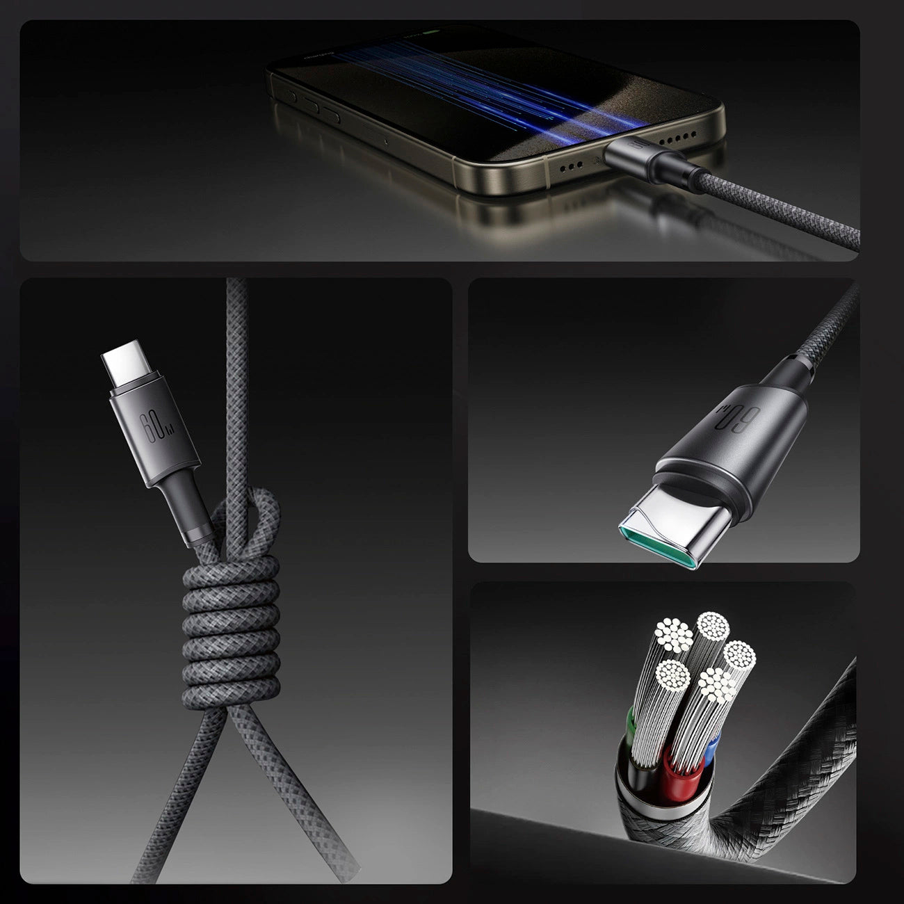 Cablu Date si Incarcare USB-C - USB-C Joyroom S-A50, 60W, 1.2m, Gri