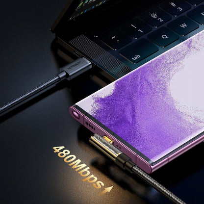 Cablu Date si Incarcare USB-C - USB-C Joyroom S-CC100A6 Angled, 100W, 1.2m, Negru