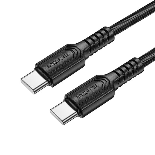 Cablu Date si Incarcare USB-C - USB-C Borofone BX116 Certain, 60W, 1m, Negru