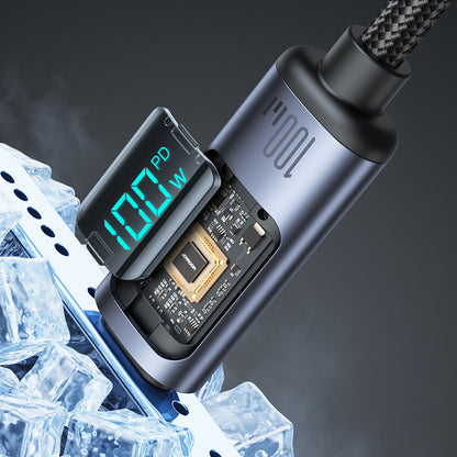 Cablu Date si Incarcare USB-C - USB-C Joyroom S-A16 Prism Display, 100W, 1.2m, Negru