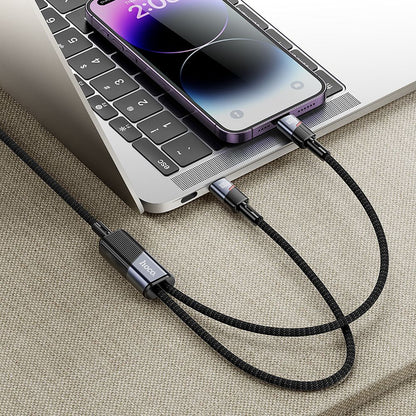 Cablu Date si Incarcare USB-C - Lightning / USB-C HOCO U139 2in1, 100W, 1.2m, Negru