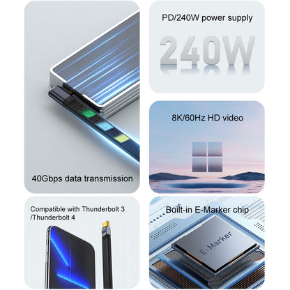 Cablu Date si Incarcare USB-C - USB-C OEM Angled 8K Video, 240W, 0.15m, Negru