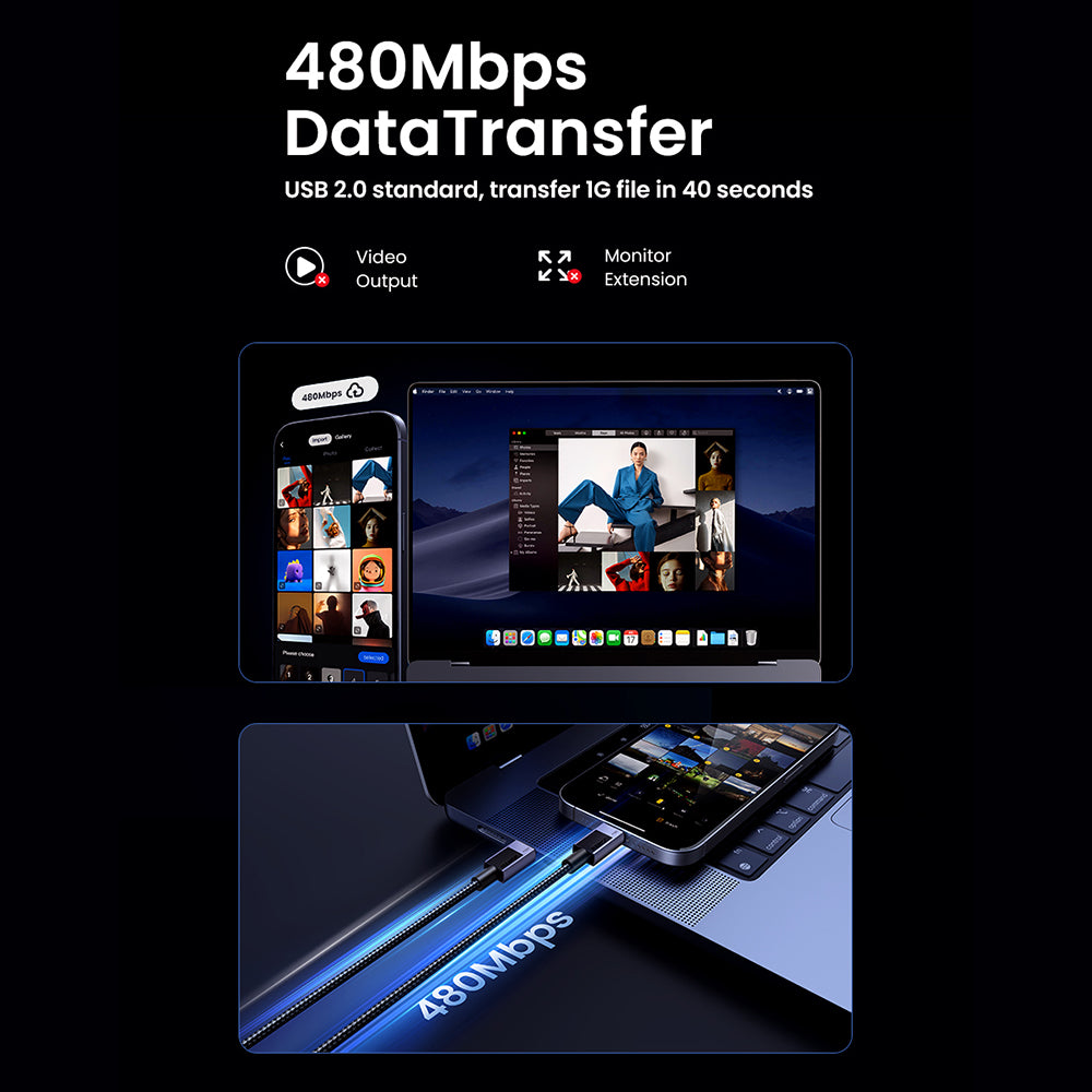 Cablu Date si Incarcare USB-C - USB-C UGREEN L513, 240W, 1m, Negru