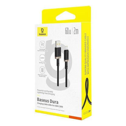 Cablu Date si Incarcare USB-A - USB-C Baseus Dura Series, 60W, 2m, Auriu P10377802U01-02