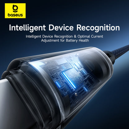 Cablu Date si Incarcare USB-A - USB-C Baseus Lit Button Control, 100W, 2m, Negru P10379002121-01