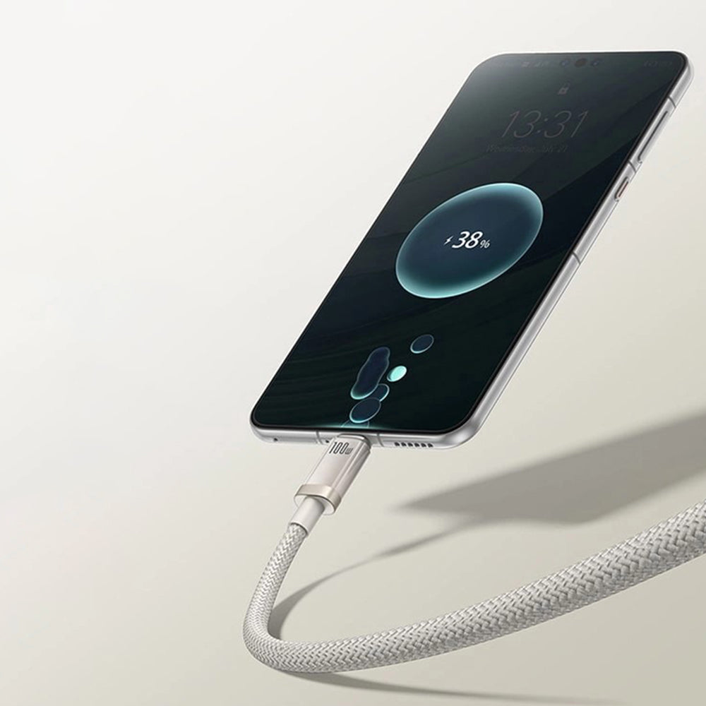 Cablu Date si Incarcare USB-A - USB-C Baseus Titanium, 100W, 1m, Argintiu P10378102G21-00