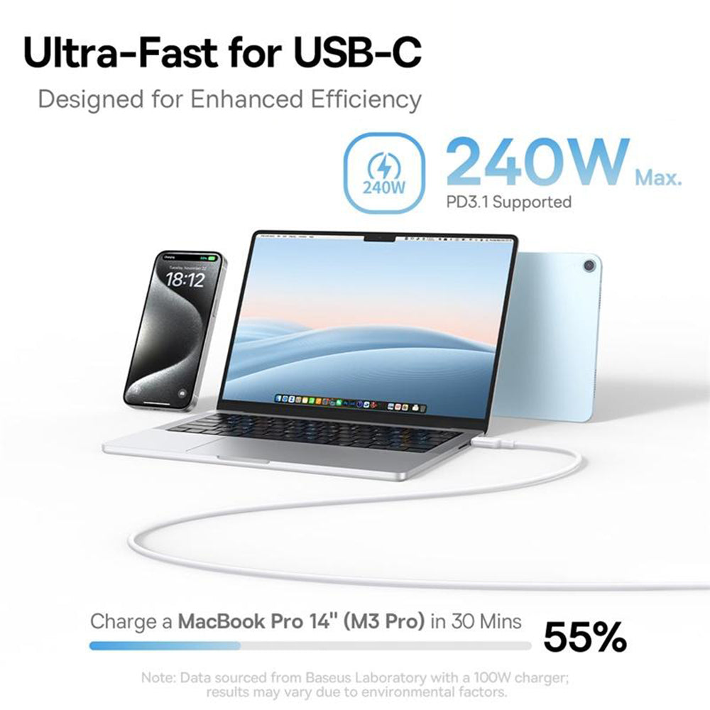 Cablu Date si Incarcare USB-C - USB-C Baseus PicoGo, 240W, 1m, Albastru P10376800311-00