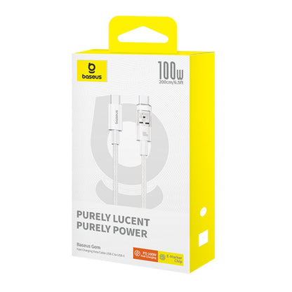 Cablu Date si Incarcare USB-C - USB-C Baseus Gem, 100W, 2m, Alb P10373000211-01