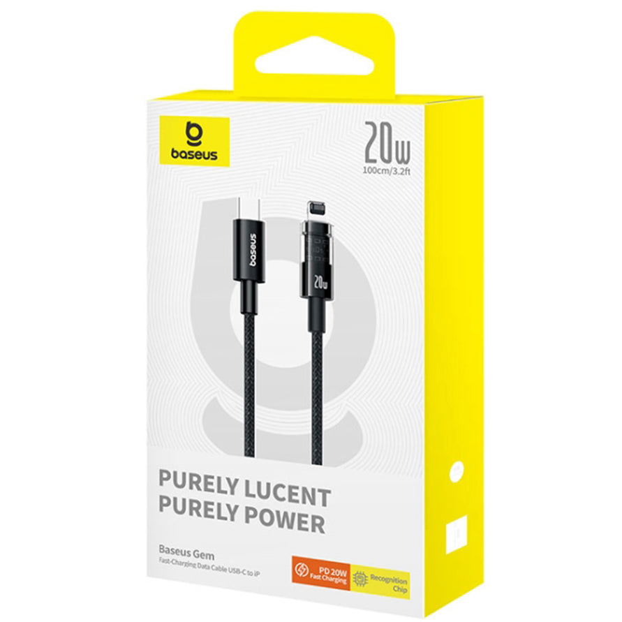 Cablu Date si Incarcare USB-C - Lightning Baseus Gem, 20W, 1m, Negru P10373001111-00