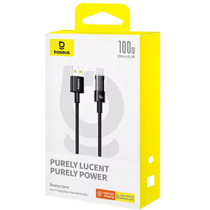 Cablu Date si Incarcare USB-A - USB-C Baseus Gem, 100W, 2m, Negru P10373002111-01