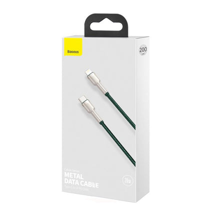 Cablu Date si Incarcare USB-C - Lightning Baseus Cafule Metal Series, 20W, 2m, Verde CATLJK-B06