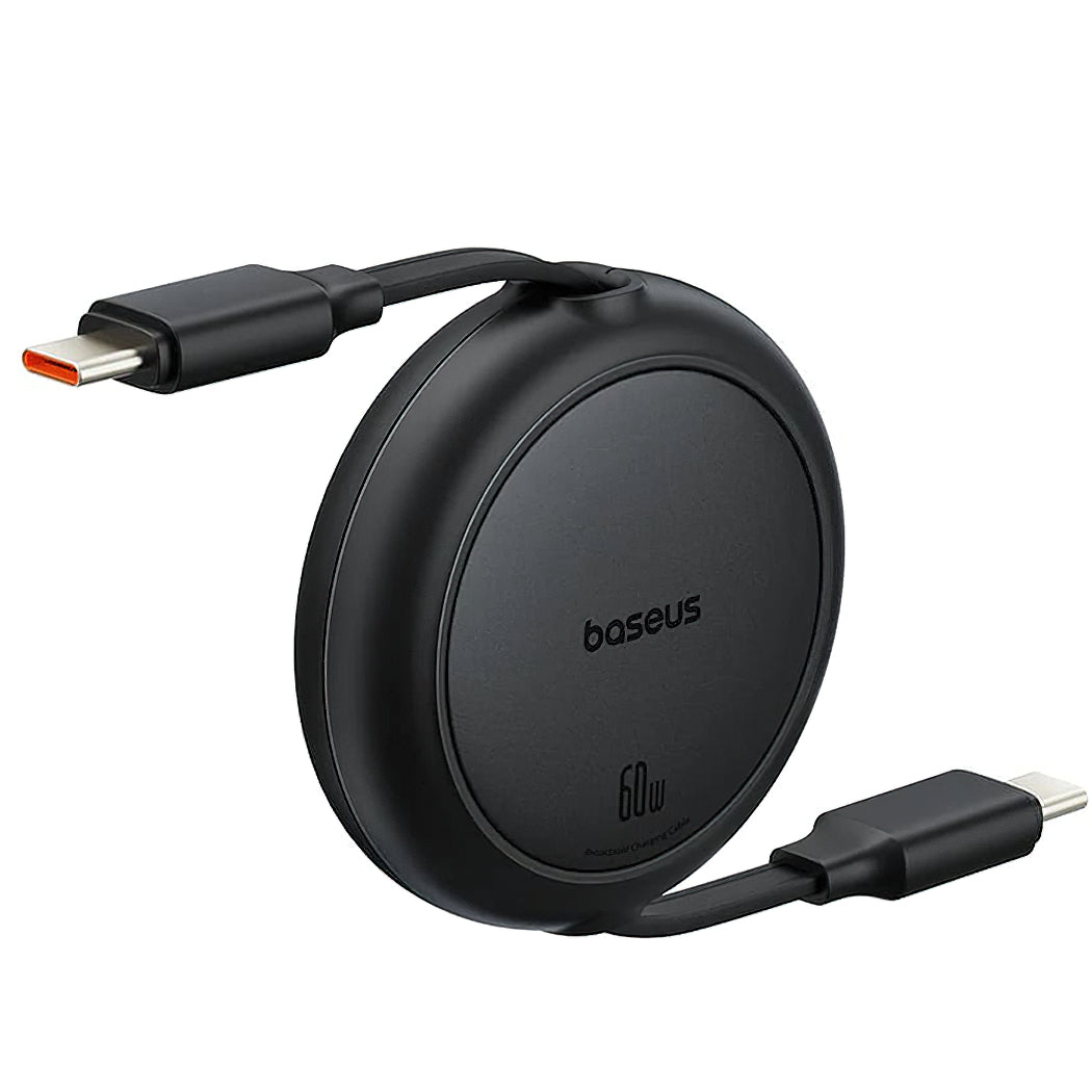 Cablu Date si Incarcare USB-C - USB-C Baseus Free2Pull Mini Retractable, 60W, 1m, Negru P10364500111-01