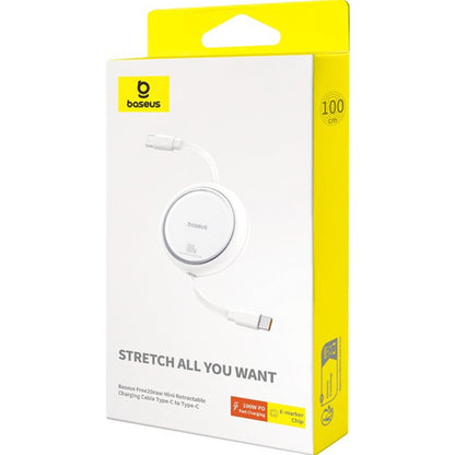 Cablu Date si Incarcare USB-C - USB-C Baseus Free2Draw Mini Retractable, 100W, 1m, Alb P10364500211-00