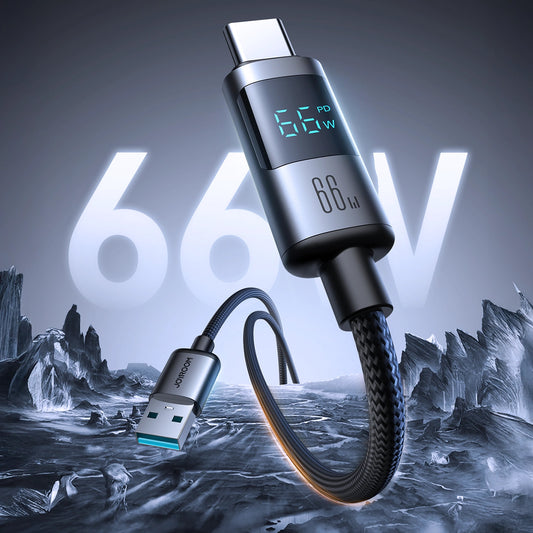 Cablu Date si Incarcare USB-A - USB-C Joyroom S-A16 Pro Prism Display, 66W, 1.2m, Negru