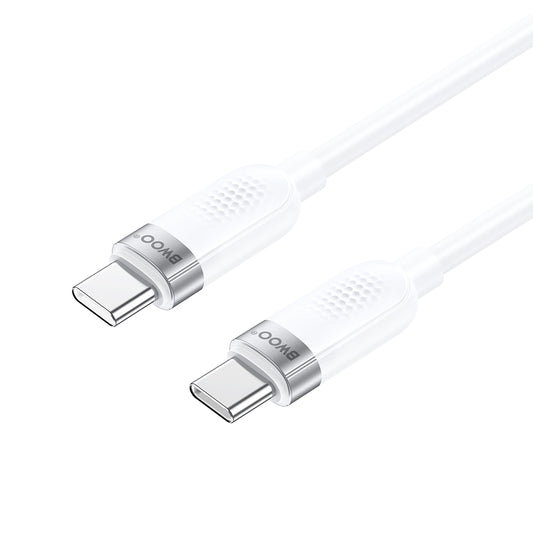 Cablu Date si Incarcare USB-C - USB-C BWOO BO-X315C, 100W, 1m, Alb