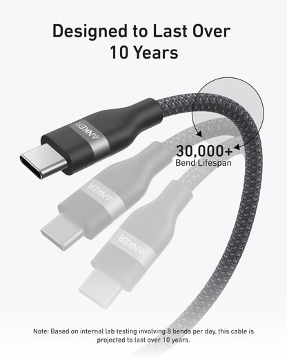 Cablu Date si Incarcare USB-C - USB-C Anker, 240W, 0.9m, Negru A82E2H11