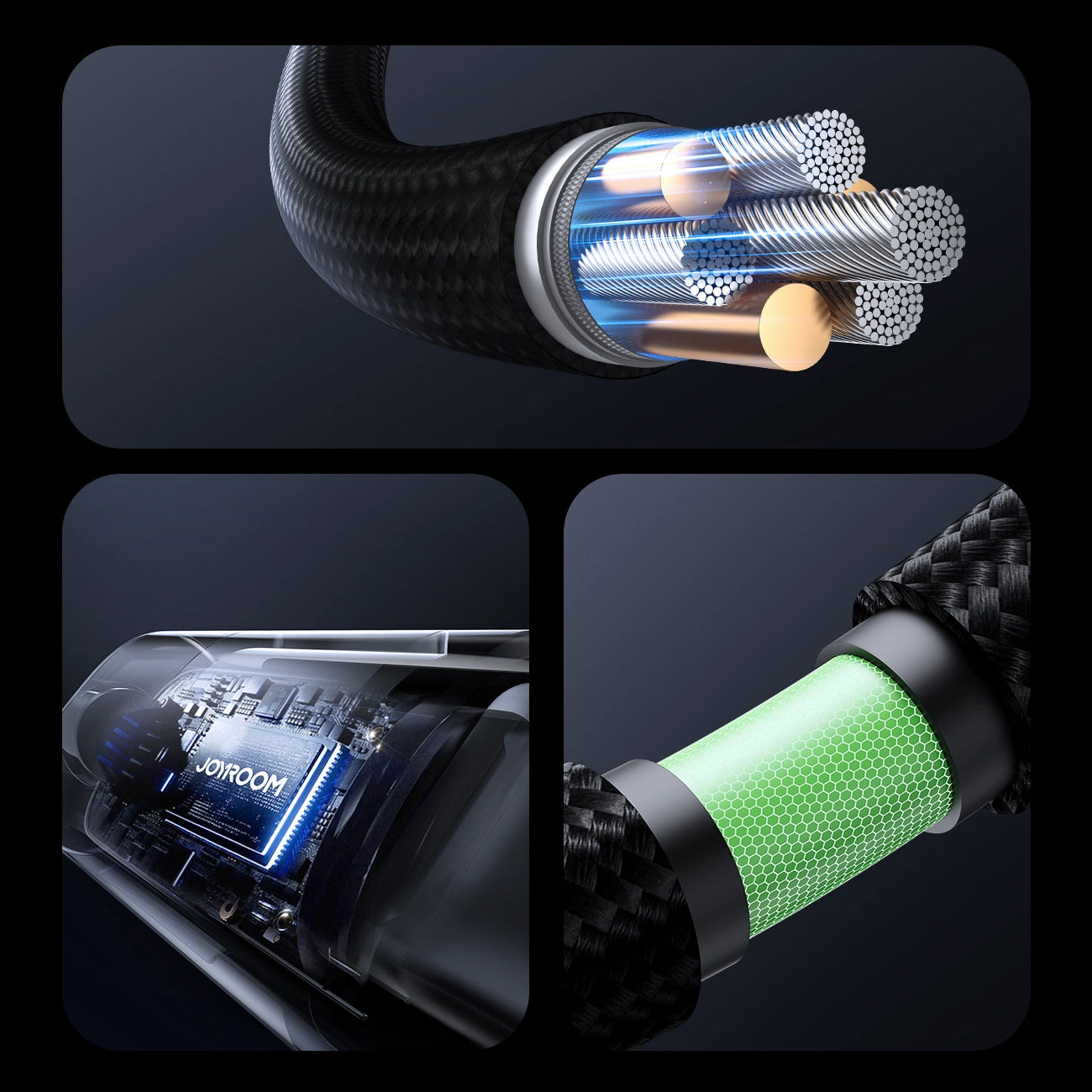 Cablu Date si Incarcare USB-C - USB-C Joyroom S-A16 Pro Prism Display, 100W, 1.2m, Negru