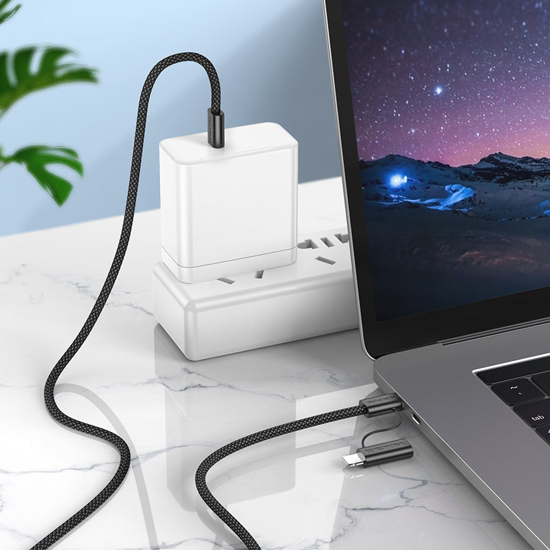 Cablu Date si Incarcare USB-C - Lightning / USB-C Borofone BX104 Primo 2in1, 60W, 1m, Negru