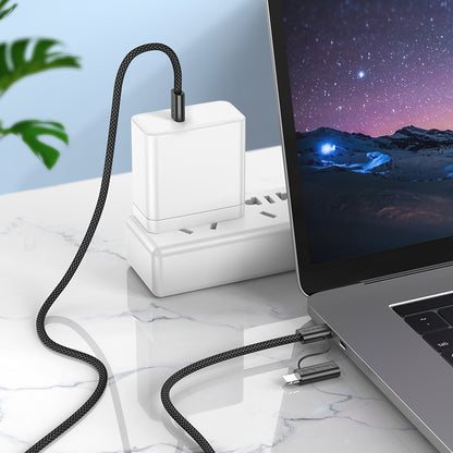 Cablu Date si Incarcare USB-C - Lightning / USB-C Borofone BX104 Primo 2in1, 60W, 1m, Negru