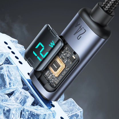 Cablu Date si Incarcare USB-A - Lightning Joyroom S-A16 Prism Display, 12W, 1.2m, Negru