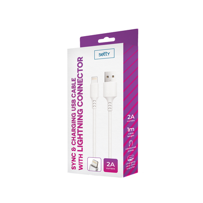 Cablu Date si Incarcare USB-A - Lightning Setty, 18W, 1m, Alb
