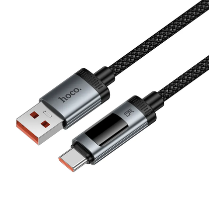 Cablu Date si Incarcare USB-A - USB-C HOCO Display U148, 100W, 1.2m, Negru