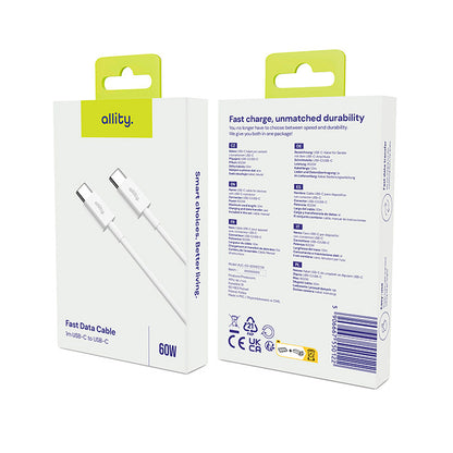 Cablu Date si Incarcare USB-C - USB-C Allity. AUC-03, 100W, 1m, Alb