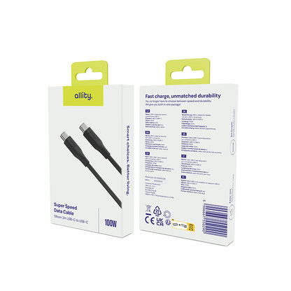 Cablu Date si Incarcare USB-C - USB-C Allity. AUC-02, 100W, 1m, Negru