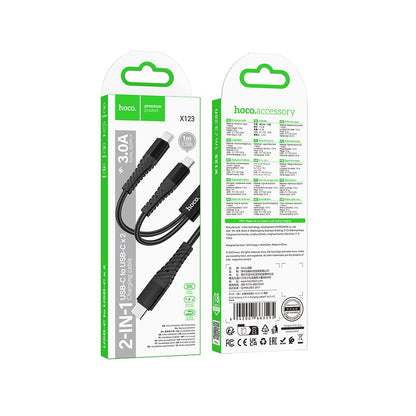 Cablu Incarcare USB-C - 2 x USB-C HOCO X123, 10W, 1m, Negru