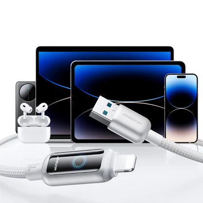 Cablu Date si Incarcare USB-A - Lightning Joyroom S-A55 StarFlight Display, 18W, 1.2m, Alb