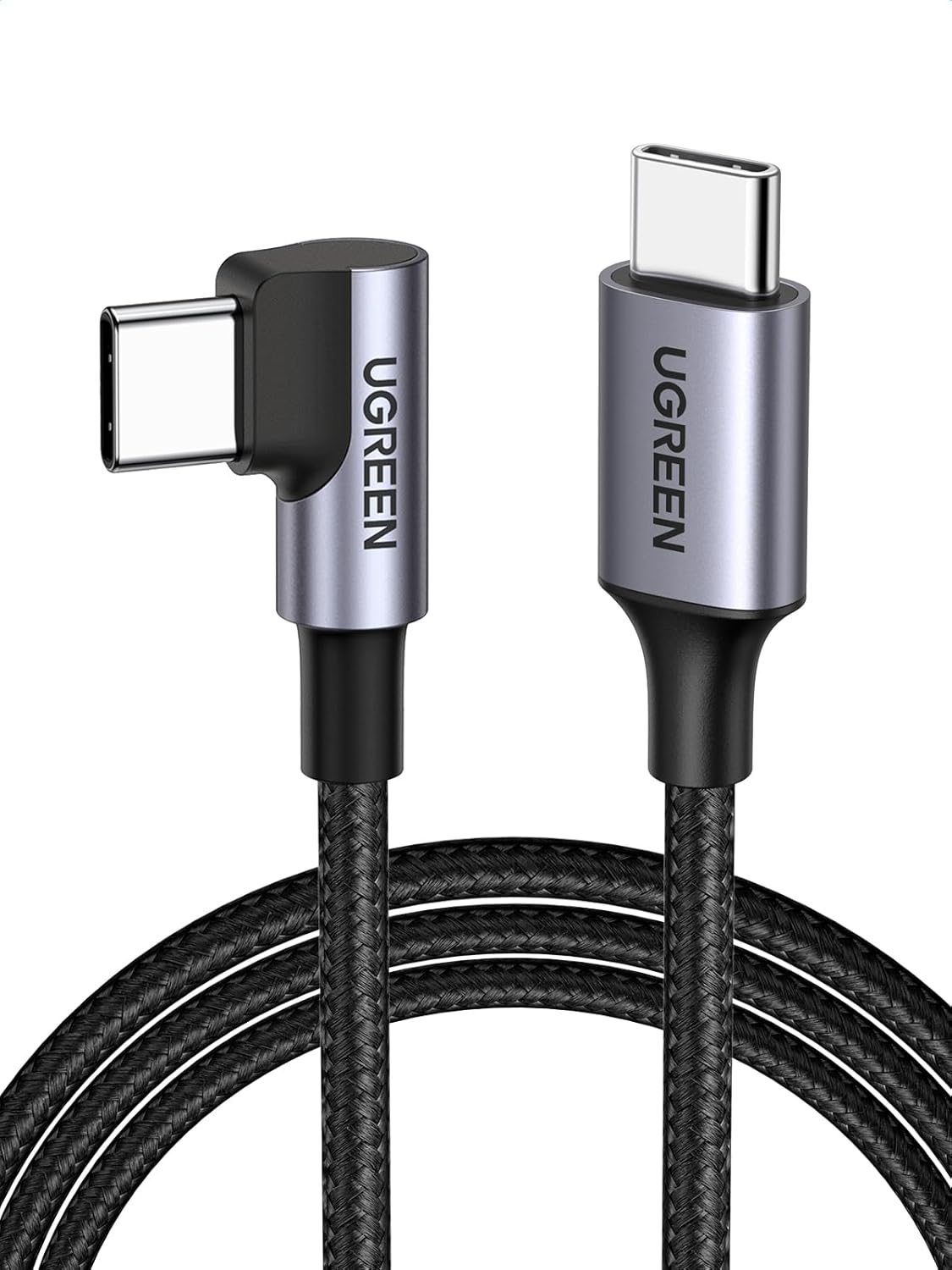 Cablu Date si Incarcare USB-C - USB-C UGREEN US255 Angled, 60W, 3m, Gri